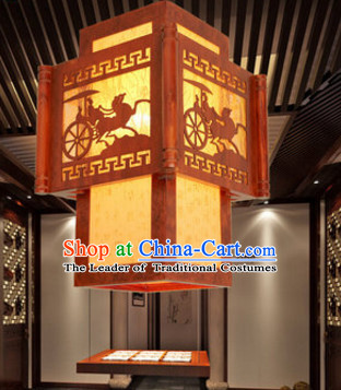 Traditional Chinese Classical Natural Wood and Carved Hanging Palace Lantern