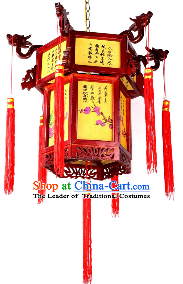 Traditional Chinese Classical Natural Wood Hanging Palace Lantern