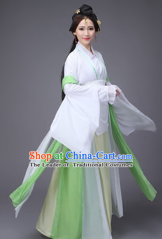 Han Dynasty Chinese Classical Dance Costumes and Headwear Complete Set for Women