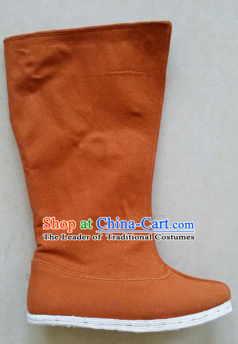 Ancient Chinese Handmade Brown Hanfu Boots Shoes