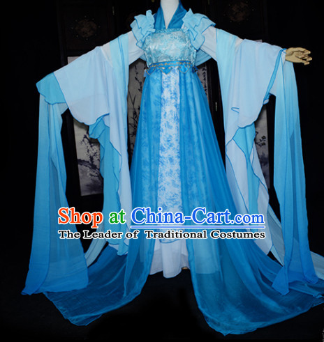 Ancient Chinese Blue Fairy Garment Complete Set for Women