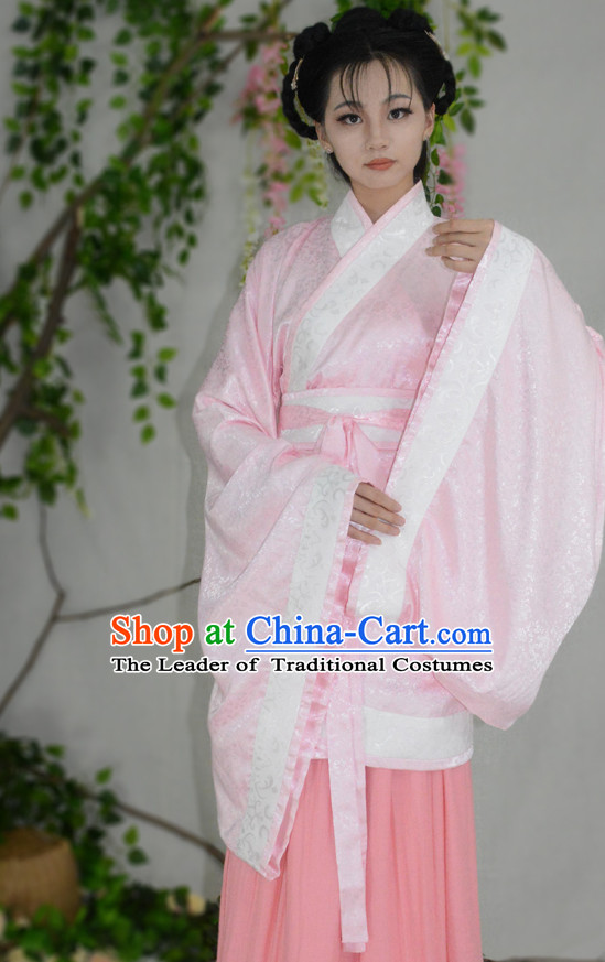 Ancient Chinese Han Dynasty Hanfu Garment Clothing and Hair Accessories Complete Set for Women