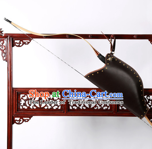 Chinese Traditinoal Handmade Leather Arrow Bags Hanfu Props Decorations