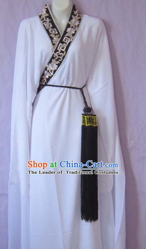 Ancient Chinese Long Sleeves White Hanfu Dress for Men