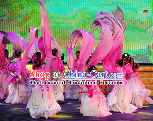 Chinese Water Sleeve Shuixiu Dance Costumes and Headpieces Complete Set for Women