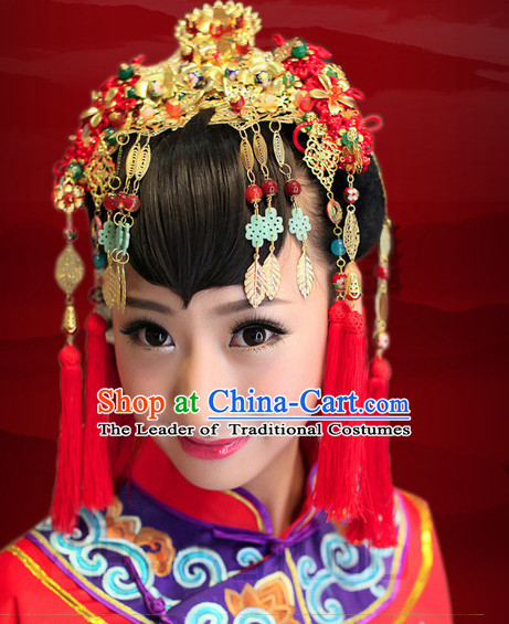 Traditional Chinese Princess Brides Wedding Headpieces Hair Jewelry Decorations Hairpins Phoenix Crown