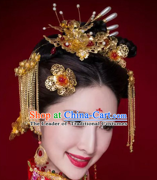 Traditional Chinese Princess Empress Queen Brides Wedding Headpieces Hair Fascinators Jewelry Decorations Hairpins Phoenix Crown