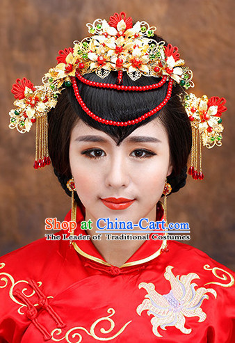 Traditional Chinese Style Princess Empress Queen Brides Wedding Headpieces Hair Fascinators Jewelry Decorations Hairpins Phoenix Crown Coronet