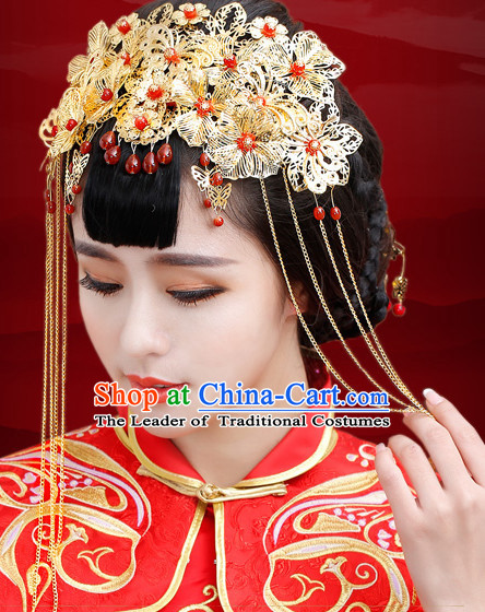 Traditional Chinese Style Princess Empress Queen Brides Wedding Headpieces Hair Fascinators Jewelry Decorations Hairpins Phoenix Crown Coronet