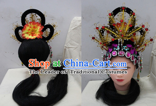 Chinese Opera Hair Accessories Headwear Headdress Hair Accessory Wig Set for Women or Girls