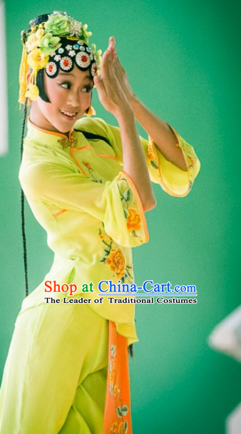 Chinese Classical Opera Dance Costume and Headdress Complete Set for Adults Kids Women Girls