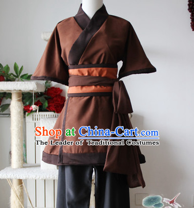 Chinese Ancient Farmer Civilian Costume Complete Set for Adults Kids Men Boys