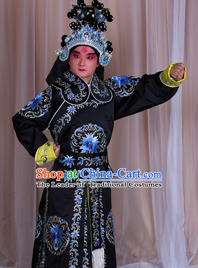 Embroidered Chinese Classic Peking Opera Wusheng Costume Beijing Opera Military Character Costumes Complete Set for Adults Kids Men Girls
