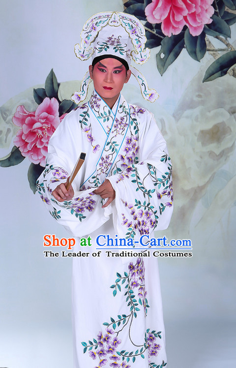 Top Embroidered Chinese Classic Peking Opera Young Scholar Costume Beijing Opera Robe Costumes Complete Set for Adults Kids