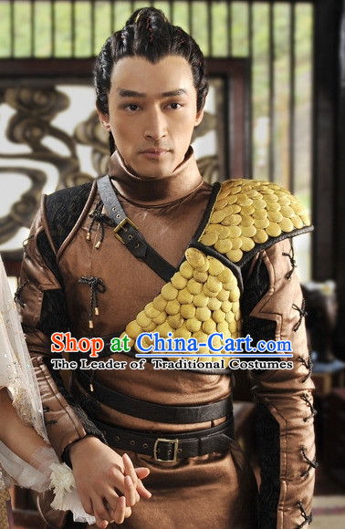 Ancient Chinese Cosplay Hero Armor Costumes Swordsman Hanfu Dresses Complete Set for Men and Teenagers