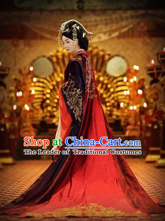 Chinese Ancient Han Dynasty Empress Imperial Royal Clothing with Long Trail