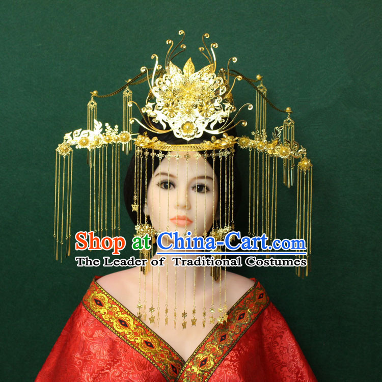 Chinese Ancient Style Hair Jewelry Accessories, Empress Hairpins, Queen, Tang Dynasty Xiuhe Suit Wedding Bride Phoenix Coronet, Hair Accessories Set for Women