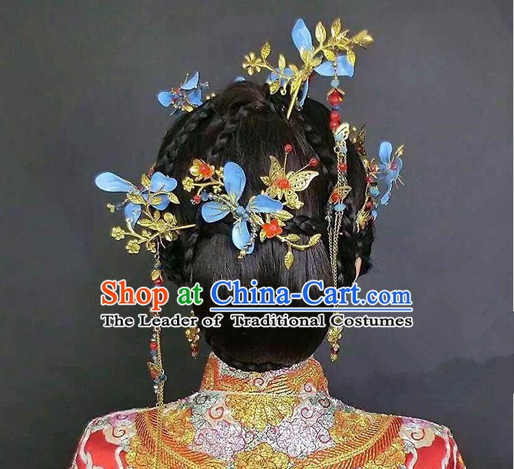 Chinese Ancient Style Hair Jewelry Accessories, Hairpins, Princess Hanfu Xiuhe Suit Wedding Bride Hair Accessories Set for Women