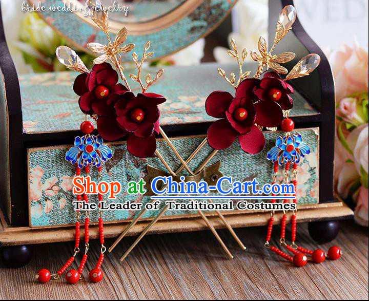 Chinese Ancient Style Hair Jewelry Accessories, Hairpins, Princess Hanfu Xiuhe Suit Wedding Bride Hair Accessories Set for Women