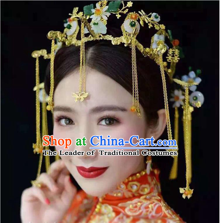 Chinese Ancient Style Hair Jewelry Accessories, Hairpins, Princess Hanfu Xiuhe Suit Wedding Bride Hair Accessories Set for Women