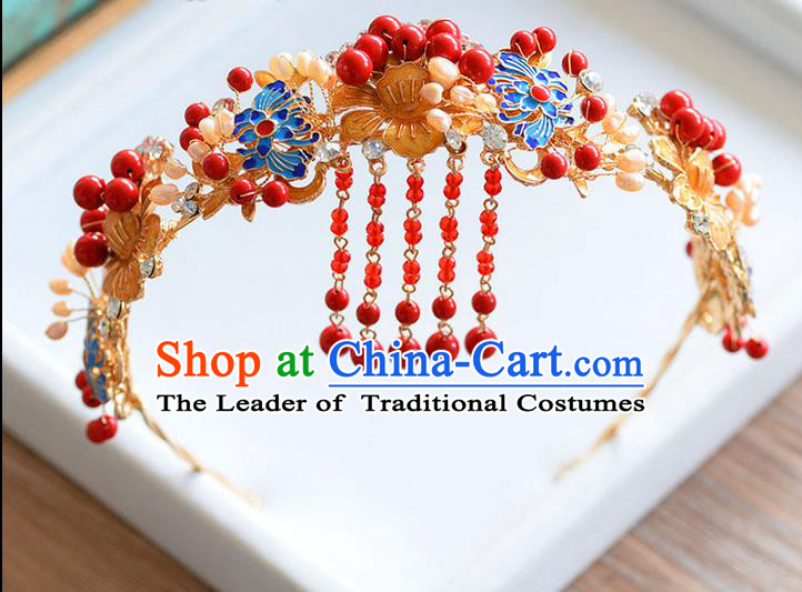 Chinese Ancient Style Hair Jewelry Accessories, Hairpins, Princess Hanfu Xiuhe Suit Wedding Bride Hair Accessories Set for Women