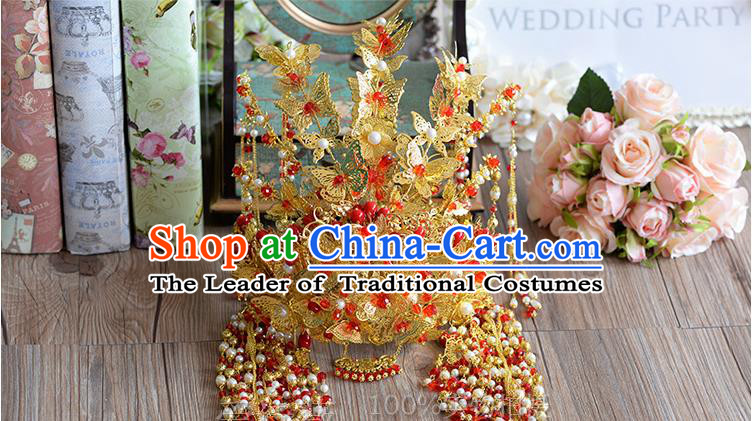 Chinese Ancient Style Hair Jewelry Accessories, Hairpins, Hanfu Xiuhe Suit, Wedding Bride Hair Accessories Set for Women