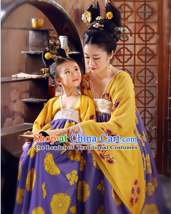 Ancient Chinese Palace Empress Costumes Complete Set, Tang Dynasty Ancient Palace Princess Clothing, Wu Meiniang Dress Suits