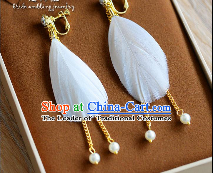 Traditional Jewelry Accessories, Princess Bride Earring, Wedding Accessories, Baroco Style Feather Earrings for Women
