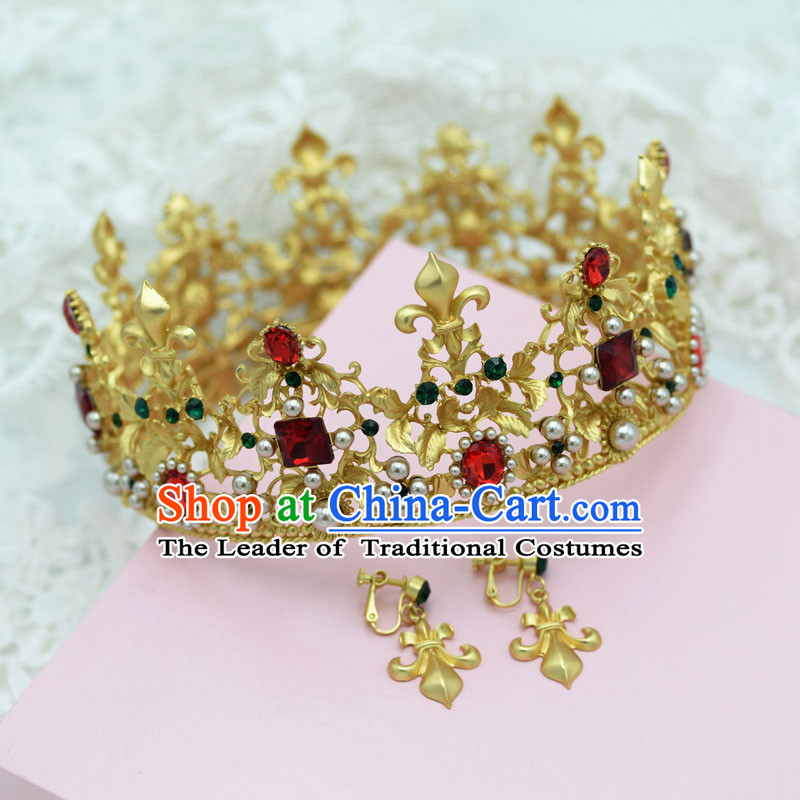 Traditional Jewelry Accessories, Princess Bride Royal Crown, Wedding Hair Accessories, Baroco Style Crystal Headwear and Earrings for Women