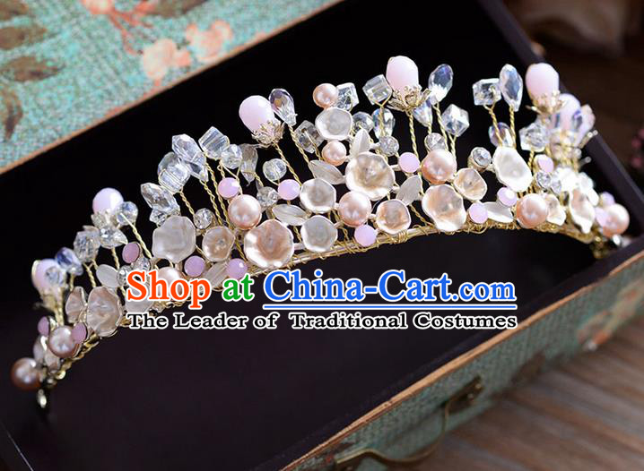 Traditional Jewelry Accessories, Palace Princess Bride Royal Crown, Wedding Hair Accessories, Baroco Style Crystal Pearl Headwear for Women