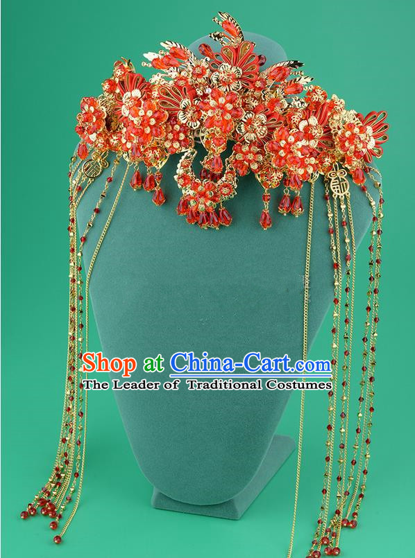 Chinese Ancient Style Hair Jewelry Accessories, Hairpins, Princess Hanfu Xiuhe Suit Wedding Bride Hair Accessories, Headwear for Women