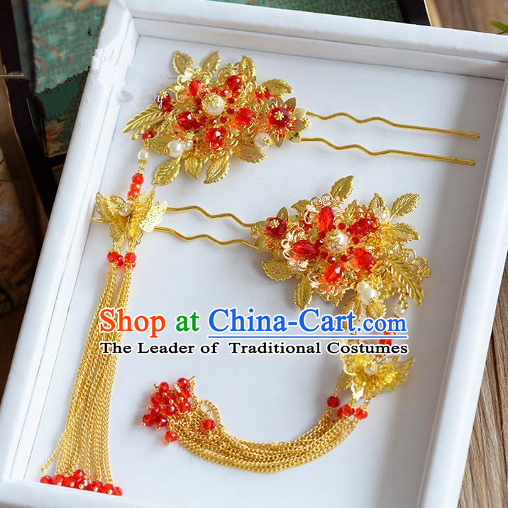 Chinese Ancient Style Hair Jewelry Accessories, Hairpins, Princess Hanfu Xiuhe Suit Wedding Bride Hair Accessories, Headwear for Women