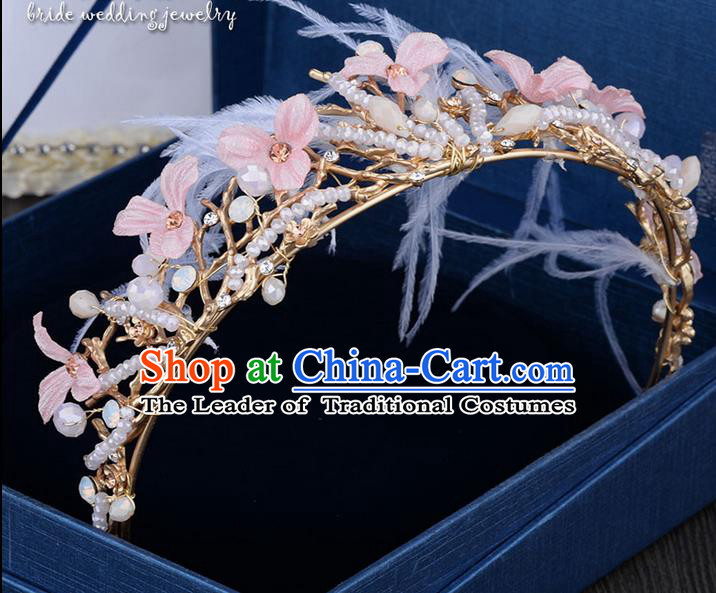 Traditional Jewelry Accessories, Princess Wedding Hair Accessories, Bride Wedding Hair Accessories, Baroco Style Feather Pearl Headwear for Women