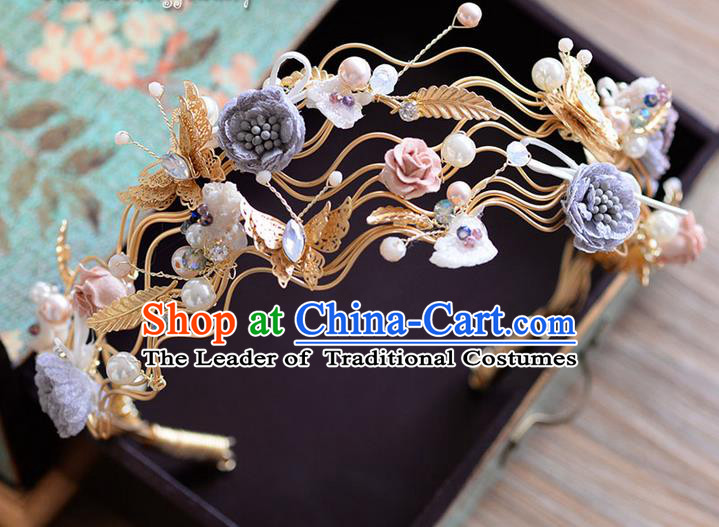 Traditional Jewelry Accessories, Princess Wedding Hair Accessories, Bride Wedding Hair Accessories, Baroco Style Flowers Headwear for Women