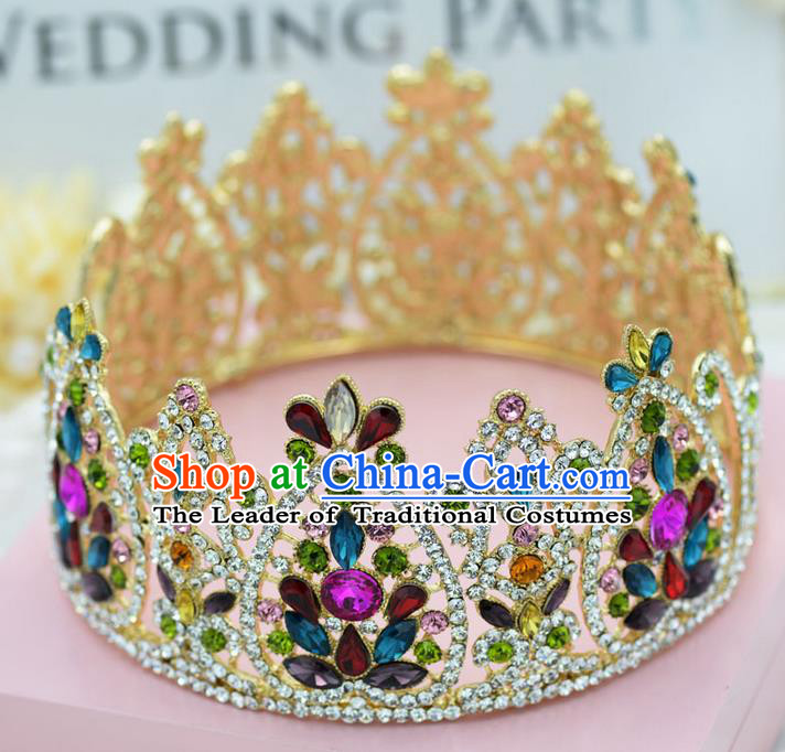 Traditional Jewelry Accessories, Palace Princess Bride Royal Crown, Queen Engagement Royal Crown, Wedding Hair Accessories, Baroco Style Crystal Headwear for Women