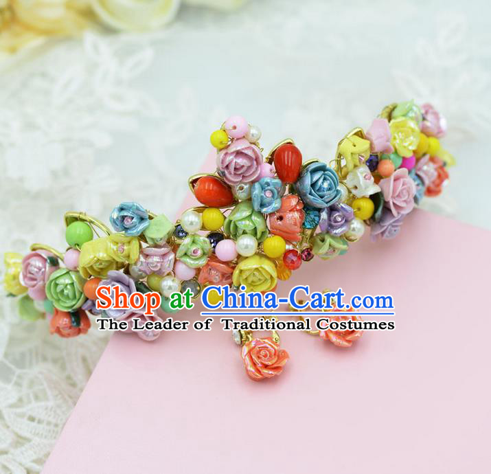 Traditional Jewelry Accessories, Palace Princess Bride Royal Crown, Engagement Royal Crown, Wedding Hair Accessories, Baroco Style Colorful Headwear for Women