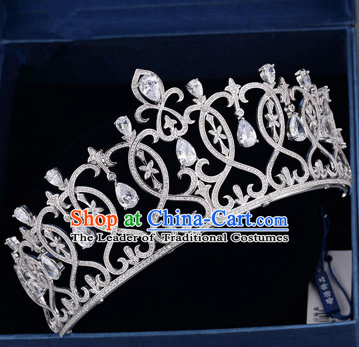 Traditional Jewelry Accessories, Palace Princess Bride Royal Crown, Queen Engagement Royal Crown, Wedding Hair Accessories, Baroco Style Crystal Zircon Headwear for Women