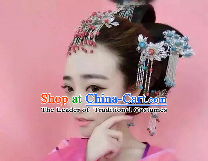 Chinese Ancient Style Hair Jewelry Accessories, Hairpins, Hanfu Xiuhe Suits Wedding Bride Headwear, Headdress, Imperial Empress Handmade Phoenix Hair Fascinators for Women