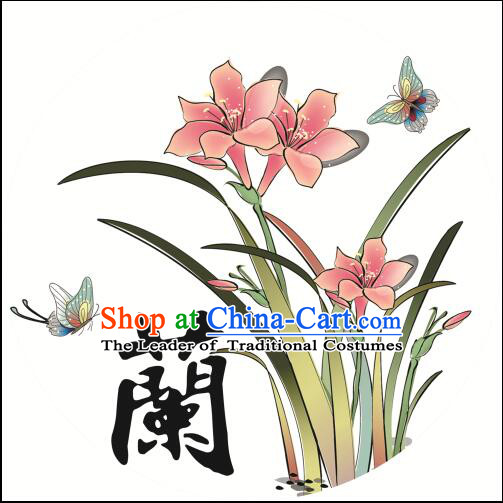 Chinese Dancing Umbrella Classic Handmade Oiled Paper Parasol Sunshade Orchid