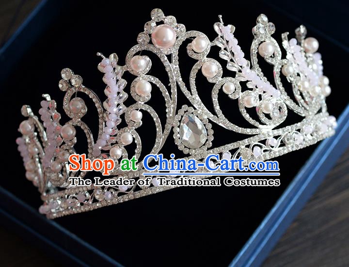 Traditional Jewelry Accessories, Palace Princess Bride Royal Crown, Imperial Royal Crown, Wedding Hair Accessories, Baroco Style Pearl Flowers Headwear for Women