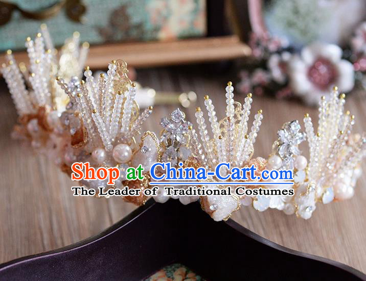 Traditional Jewelry Accessories, Palace Princess Bride Royal Crown, Imperial Royal Crown, Wedding Hair Accessories, Baroco Style Coral Zircon Headwear for Women