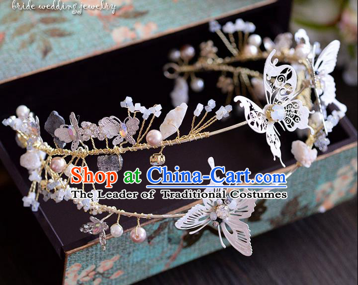 Traditional Jewelry Accessories, Princess Hair Accessories, Bride Wedding Hair Accessories, Headwear, Baroco Style Butterfly Hair Claw for Women