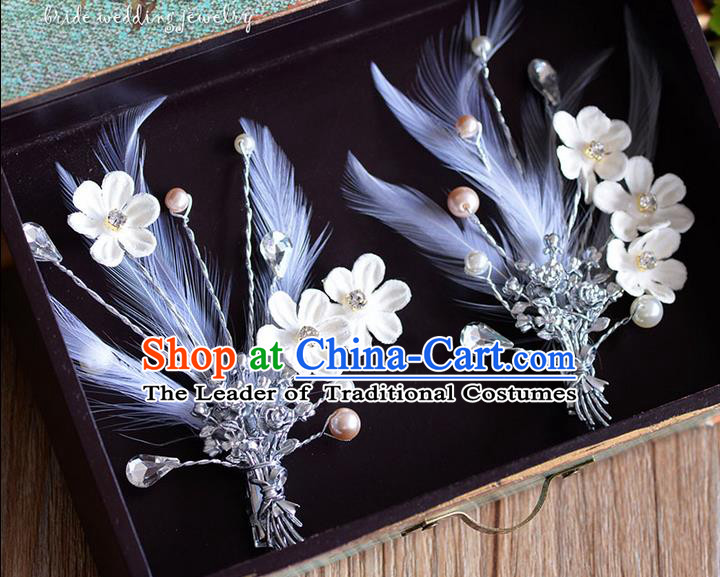 Traditional Jewelry Accessories, Princess Wedding Hair Accessories, Bride Wedding Hair Accessories, Headwear, Baroco Style Handmade Feather Flowers Hair Claw for Women