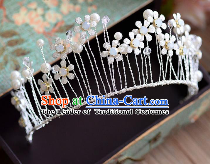 Traditional Jewelry Accessories, Palace Princess Bride Royal Crown, Engagement Royal Crown, Wedding Hair Accessories, Baroco Style Opal Flowers Headwear for Women