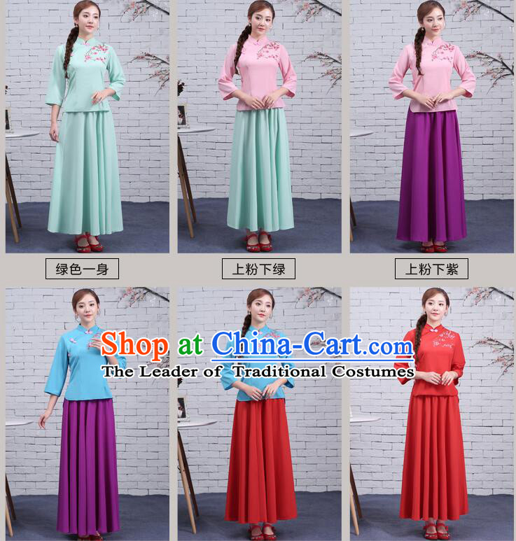 Chinese Traditional Dress Min Guo Time Girl Clothes Nobel Lades Stage costumes Ladies