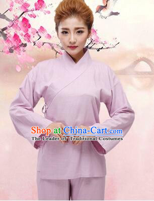 Chinese Zhong Yi triung qioi Ancient Clothes Inner Under Clothes Robe Pants Men Women Sleeping Exercise Costume Purple