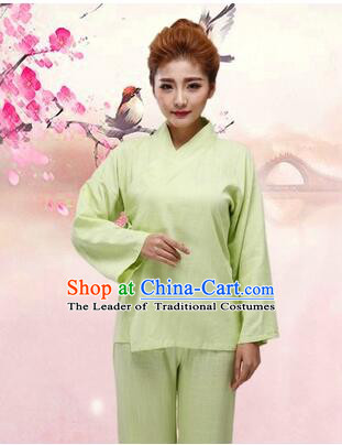 Chinese Zhong Yi triung qioi Ancient Clothes Inner Under Clothes Robe Pants Men Women Sleeping Exercise Costume Green
