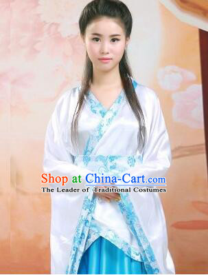 Tang Suit Women Han Fu Set curving-front Chinese Ancient Costume Stage Ceremonial Clothes Blue