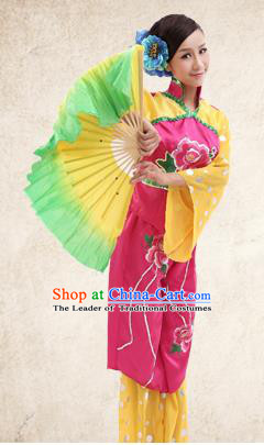 Traditional Chinese Yangge Fan Dancing Costume, Folk Dance Yangko Costume for Women