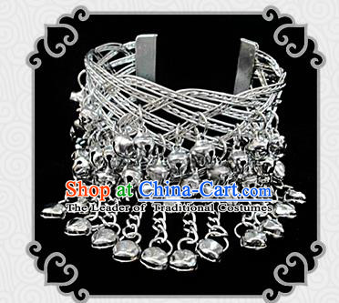 Traditional Chinese Miao Ethnic Minority Bracelet Miao Ethnic Silver Jewelry Accessories Bells Bracelet